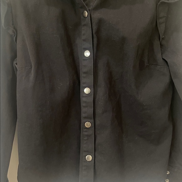 Bar III long sleeve button-down collared ruffle shoulder jacket shirt sz L - Picture 16 of 16